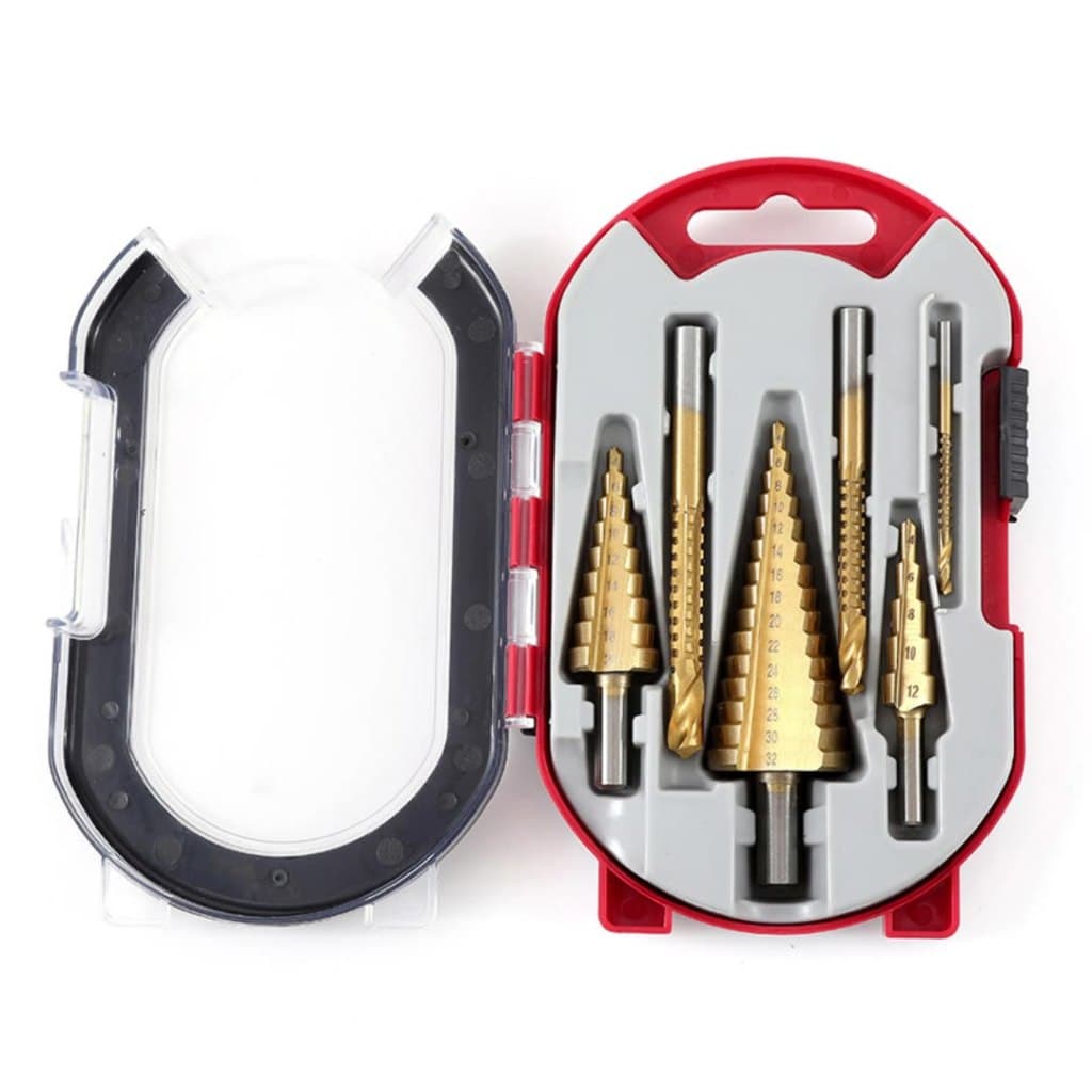 Kit Jogo 6 Peças Broca Escalonada Titânio 3-12 4-12 -20mm Brocas Hexagonais Cônicas Com Estojo