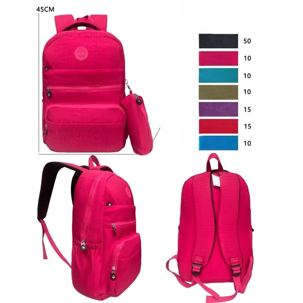Mochila feminina nylon impermeável grande para escola com estojo