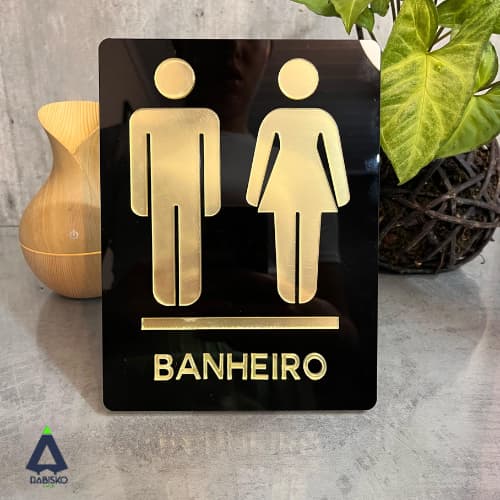 Placa para Banheiro Acrílico (Feminino, Masculino, PCD, Unissex)