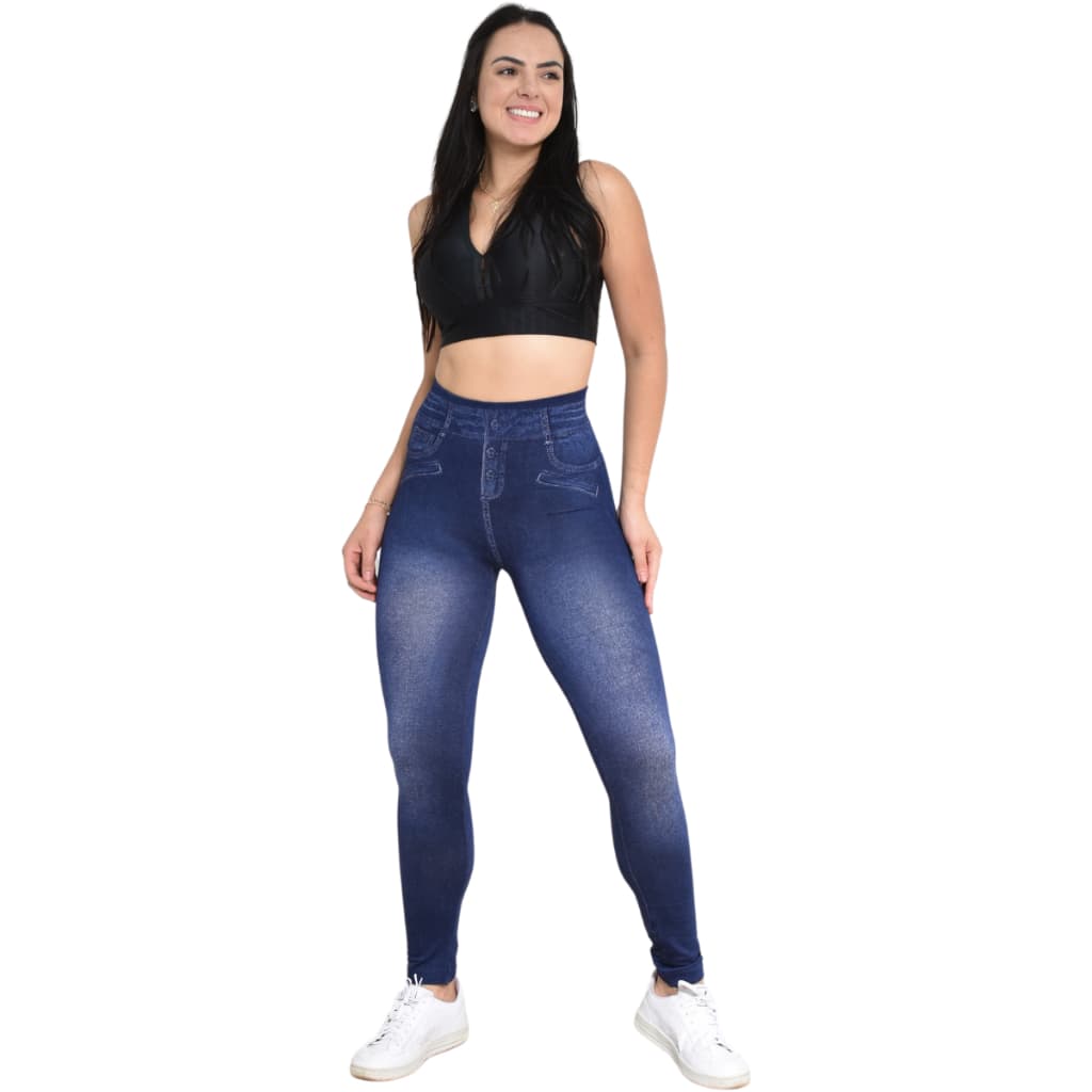 Calça Legging Fake Jeans Tecido Que Estica e Proporciana Conforto