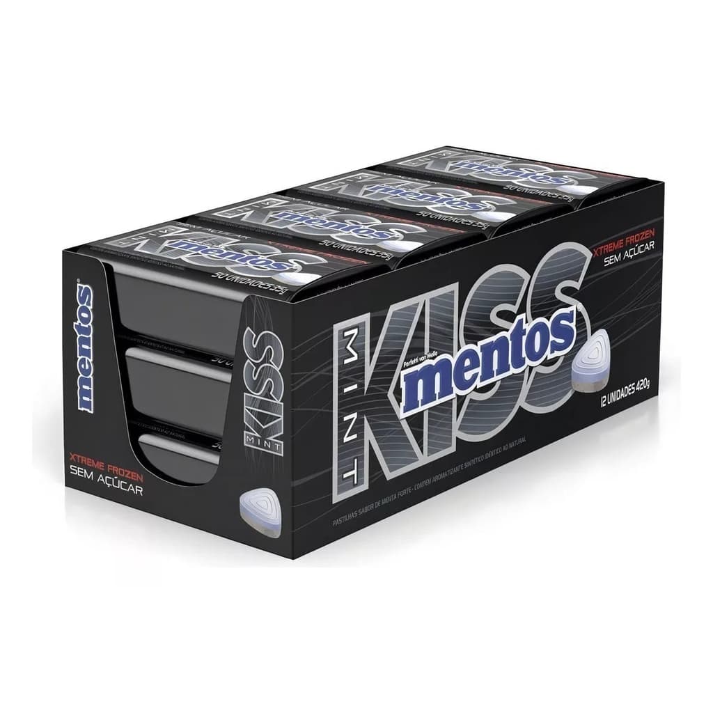 Display Pastilha Mentos Kiss Menta Extra Forte 12unx35g - Perfetti (2457)