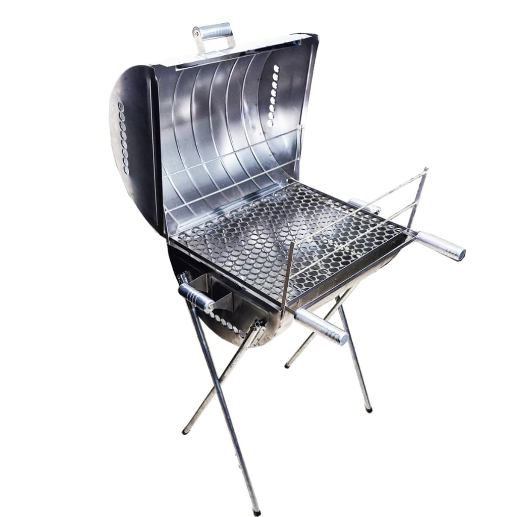 CHURRASQUEIRA BAFO INOX GRANDE 50x40 COMPLETA COM GRELHA 2 EM 1 - BAFO E ABERTA
