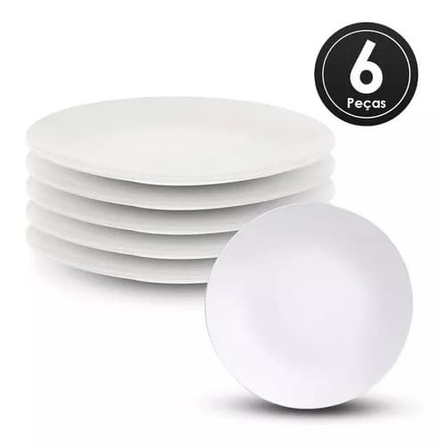 Jogo De Pratos Rasos Porcelana 6 Pçs 25cm Tramontina Leonora