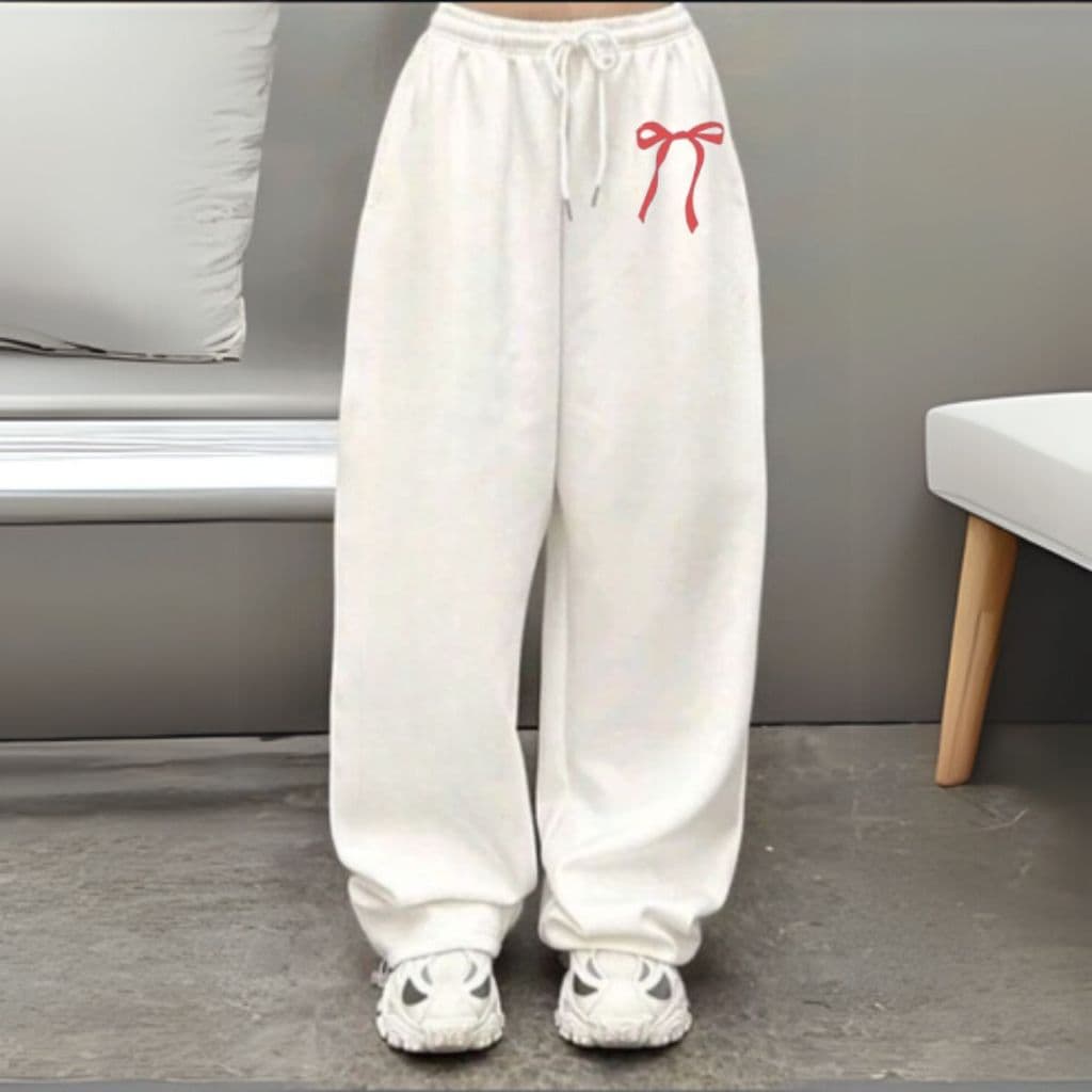 Calça Estilosa Larga Moda Urbana Estética "I'm Just Girl" Tecido Moletom Confortável Algodão