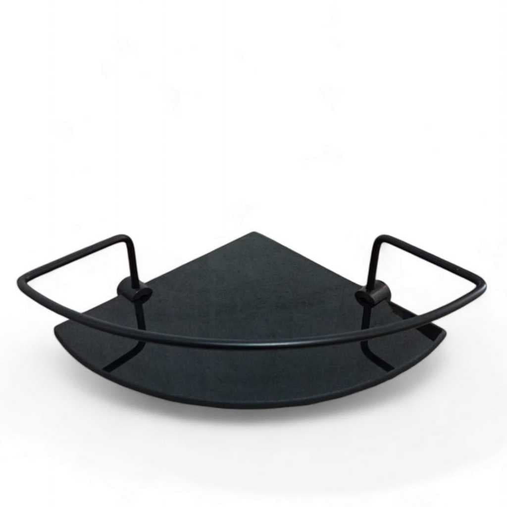Porta Shampoo De Canto Com Vidro Preto Fosco Luxo Para Banheiro Organizador De Box Cód 1004