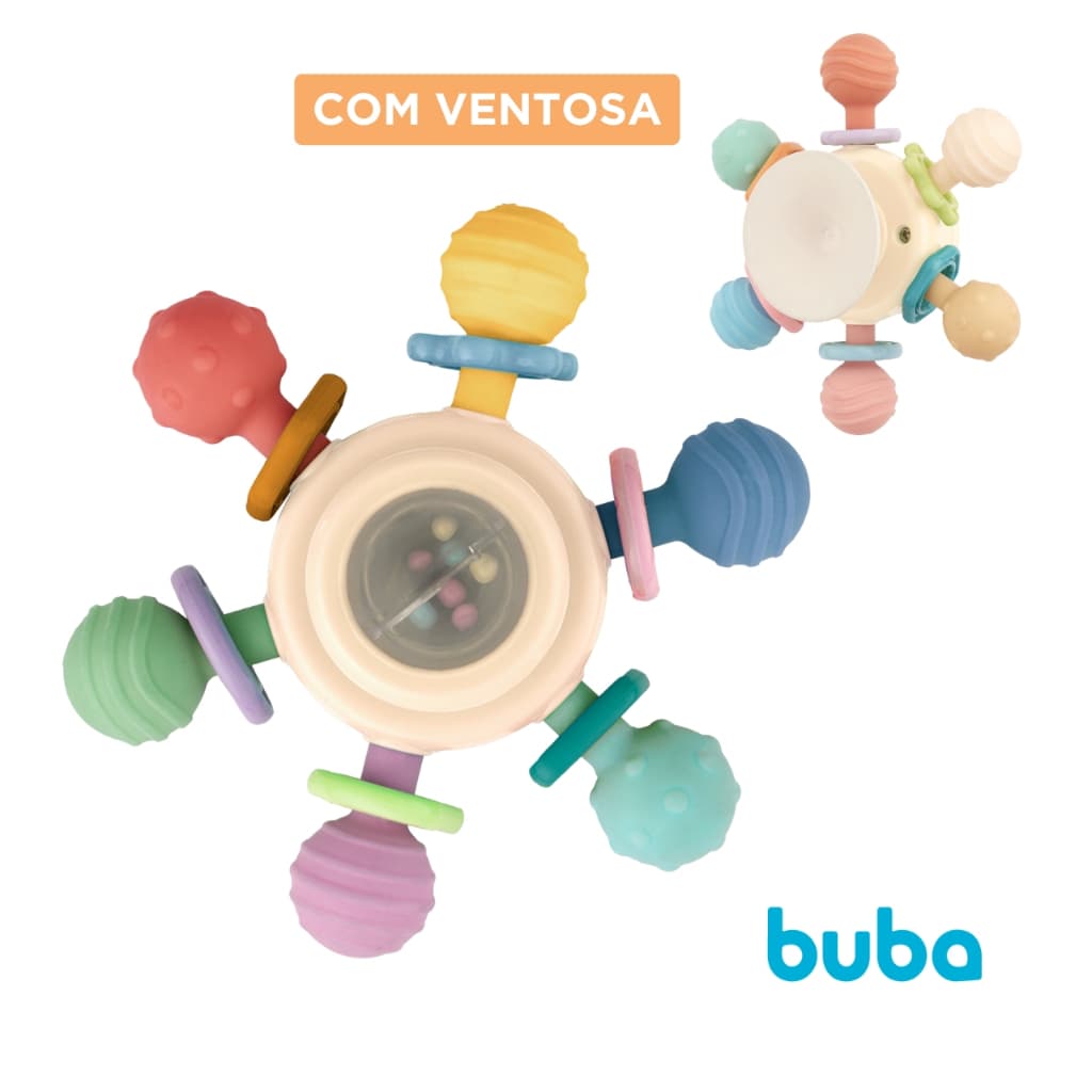 Mordedor de Silicone Spinner para Bebê cpm Ventosa Buba Brinquedo de Bebe