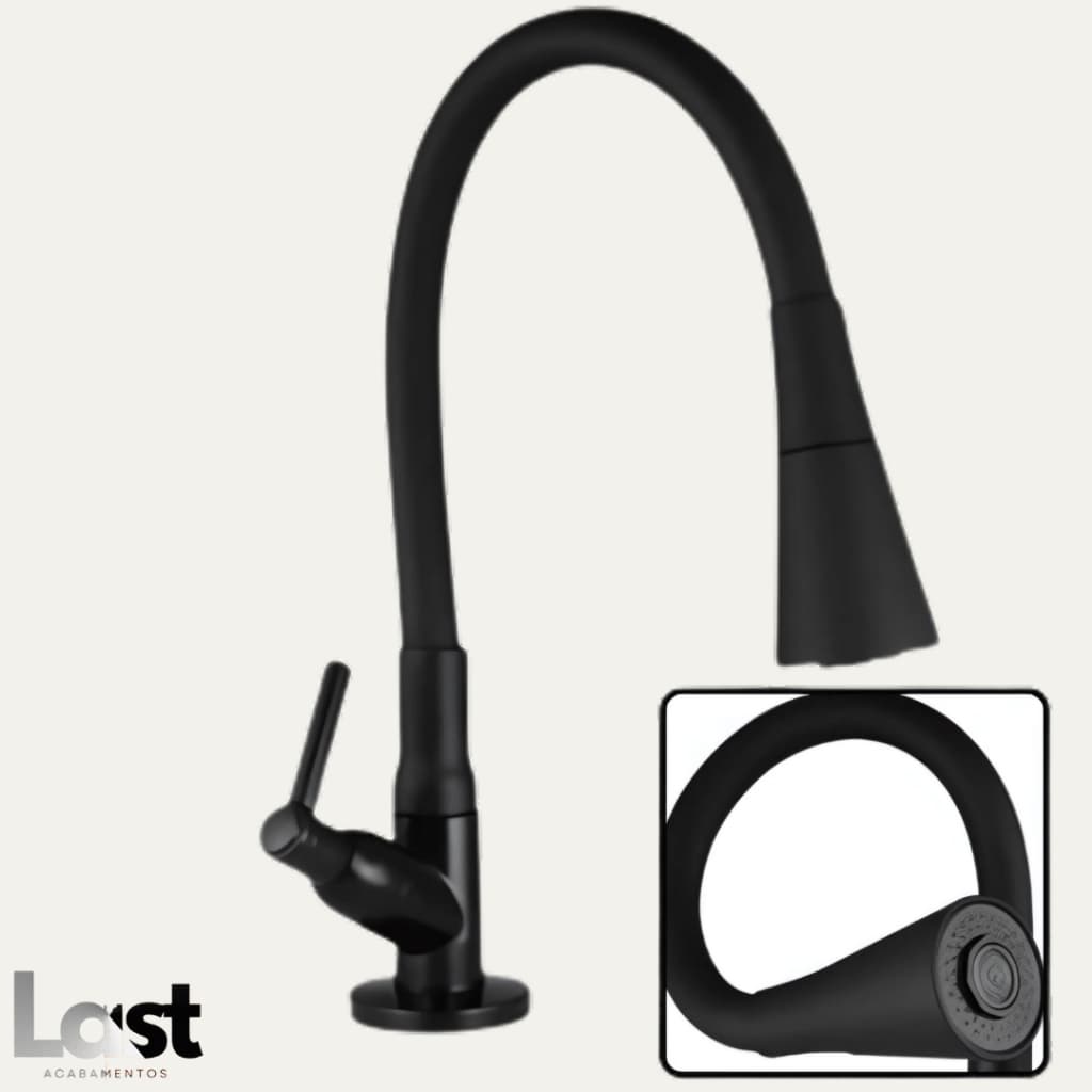 Torneira Gourmet Cozinha Mesa Pia Bancada Cone Flexível abs Preta