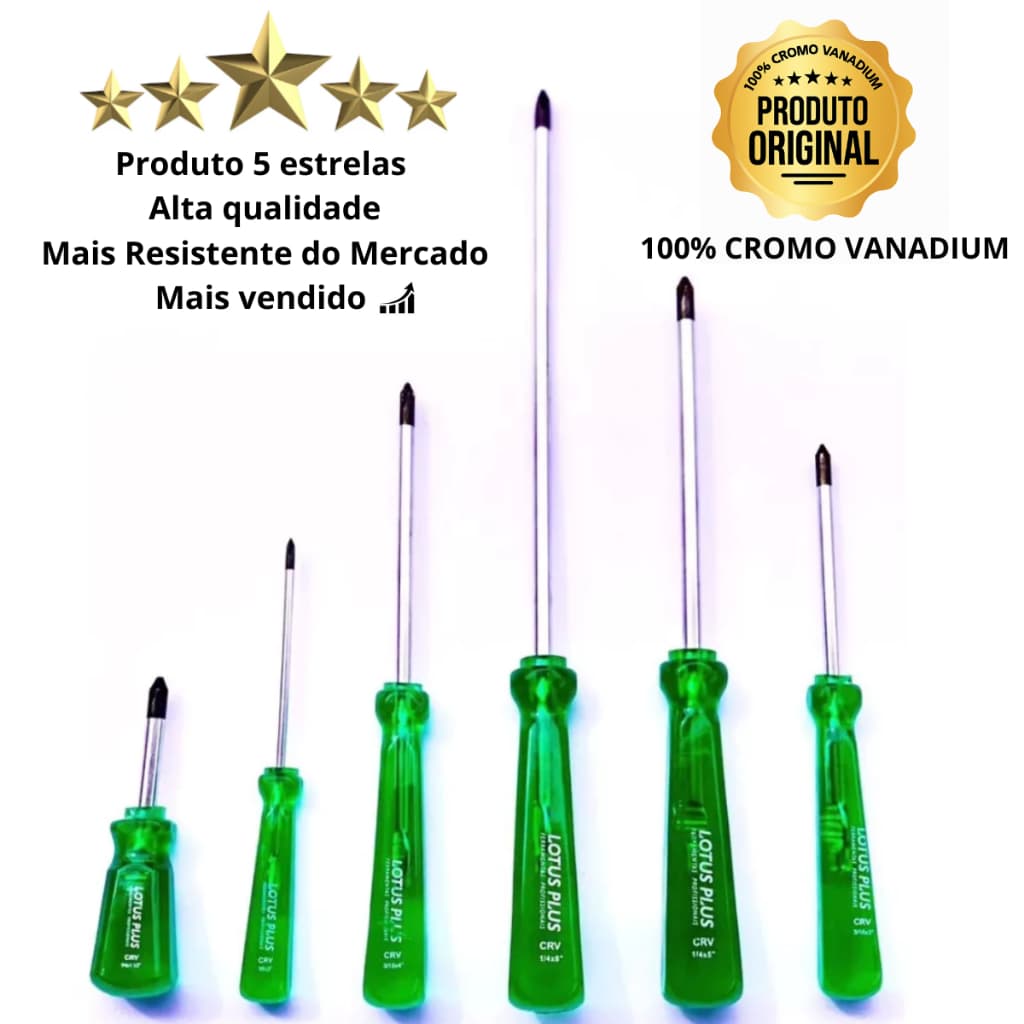 Jogo Chave Philips Kit com 6 Peças Imantado Profissional
