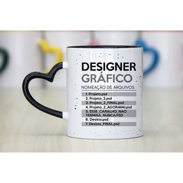 Caneca designer gráfico personalizada nomeação de arquivos psd projeto final definição