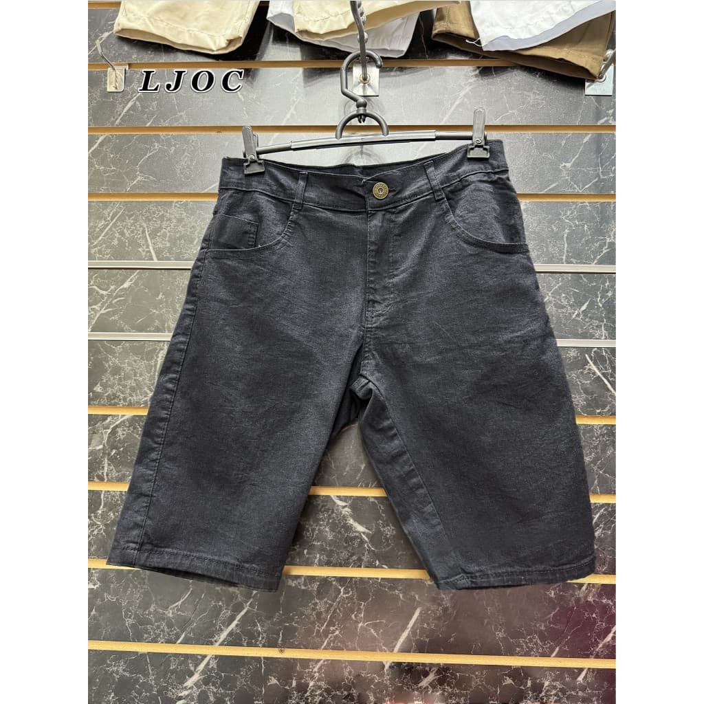 Masculina Bermuda Jeans PRETA Lisa  Elastano Lycra Boa Elasticidade  Short Jeans Masculino
