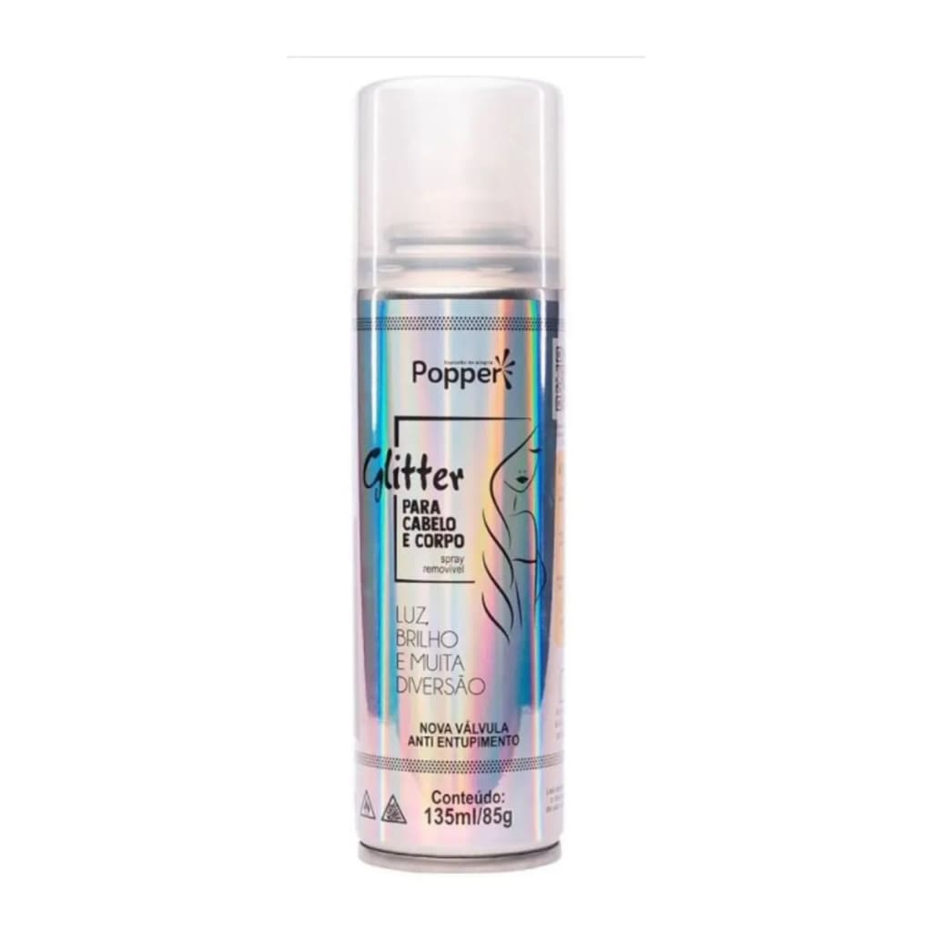 Spray Glitter Holografico Brilho Para Cabelo e Corpo Popper - Festas/Eventos/Carnaval