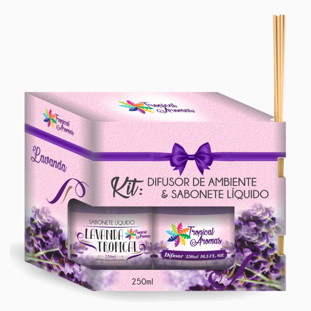Kit refil difusor e sabonete líquido Lavanda 250ml - Tropical Aromas