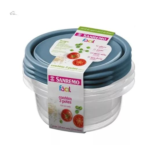 Kit 3 Potes Redondo 1,3l Facil Sanremo