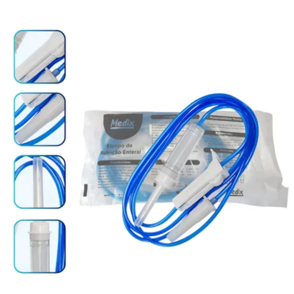 25 Equipos de Nutrição Enteral Medix - Azul Estéril
