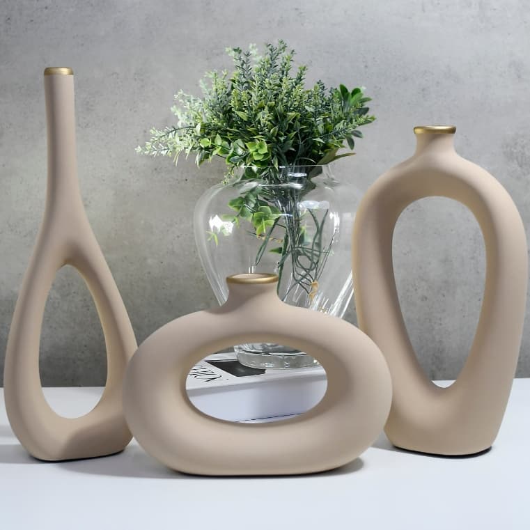 3 Peças Cerâmica vasos Moderno centro mesa Decorativo Enfeite Casa para Rack Sala Aparador Conjunto