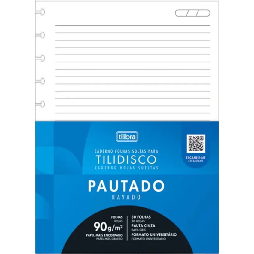 Refil/bloco Caderno Inteligente 11 Discos Pautado Tilidisco Grande  - Tilibra