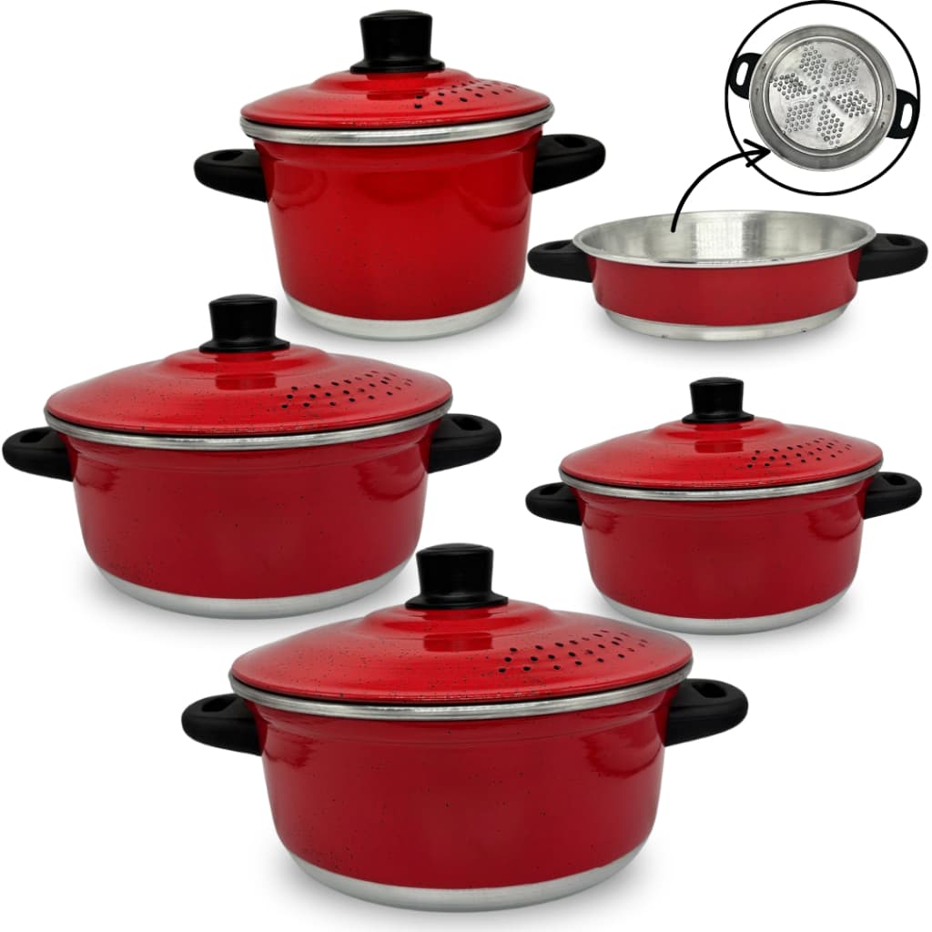 Conjunto Jogo de Panelas Multiuso de Alumínio com Caçarola Vapor para Legumes e Cuscuz