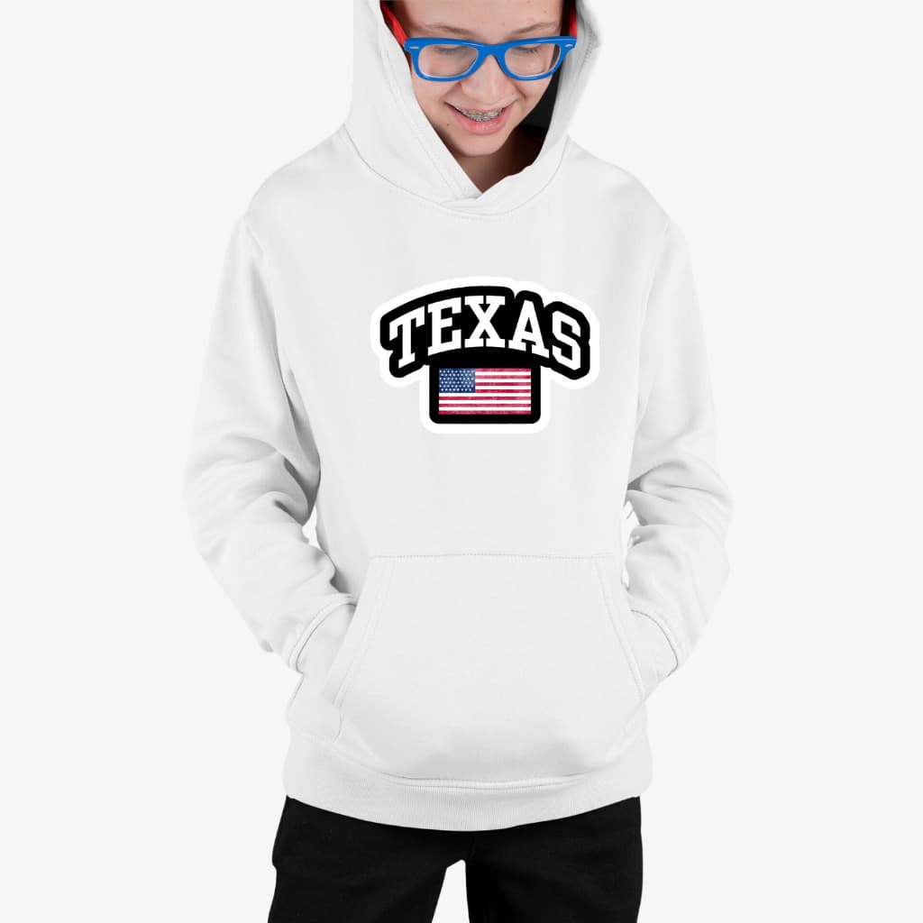 Moletom INFANTIL Canguru Algodão Unissex Com Capuz TEXAS BANDEIRA EUA Moda Oferta