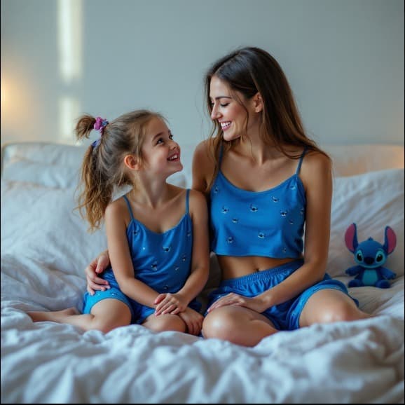 Pijama Infantil Modelo Virginia Blogueirinha Suede Macio Antialérgico Estampado Stitch Cropped