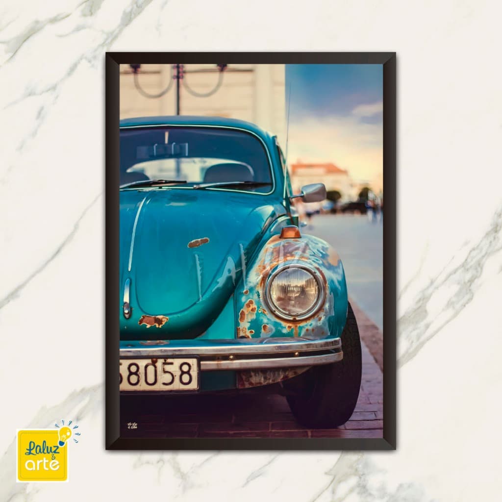 Quadro Decorativo VW Fusca\Quadro Carro\Quadro Fusca\Decoração Carros Antigos\VW Beetle\Quadro Fusca