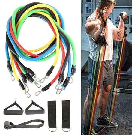 Kit 11 Peças Com Elástico Pegador Para Treino Funcional Crossfit Exercício Extensor Em Casa Pilates