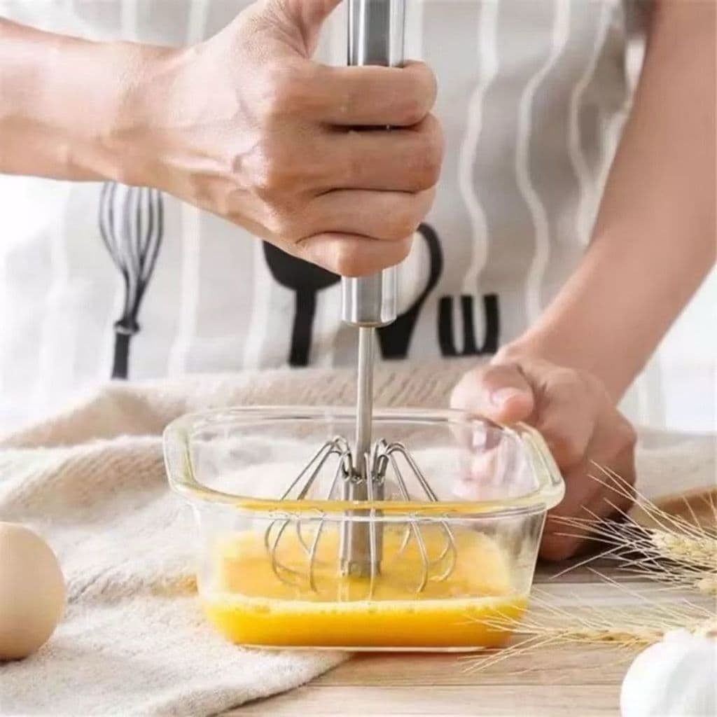 Batedor Fue De Claras Ovos Giratório Bolos Cremes De Aço Inox Universal 35cm