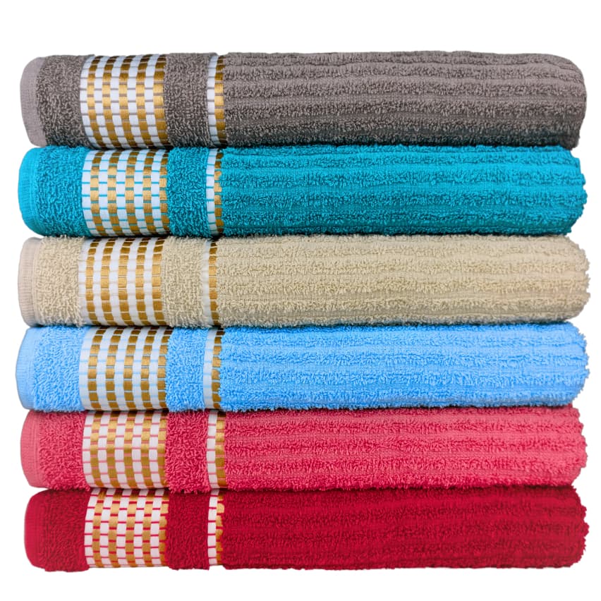 Kit 05pçs Toalhas de Banho 100% Algodão 70x140cm 370g/m² 360g Canelada