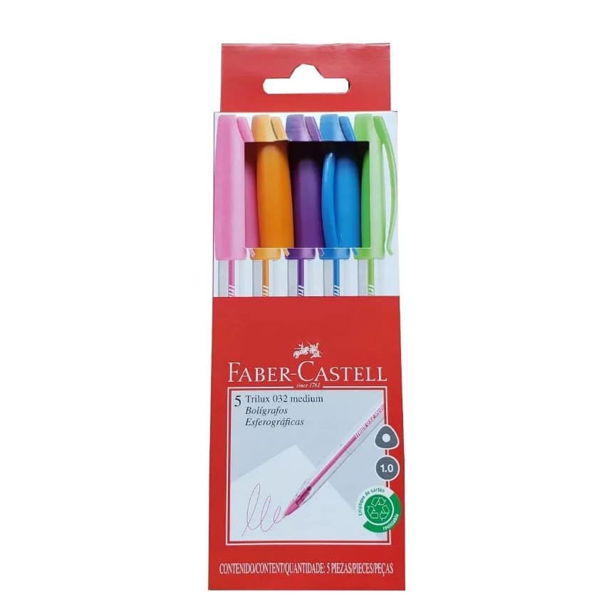 Caneta Trilux 032 Medium 5 Cores - Faber Castell