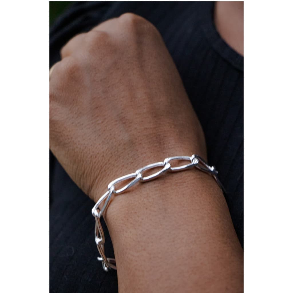 Pulseira De Prata N925 Corrente Grossa Legitima Elegante Joias e acessorios De 19 cm