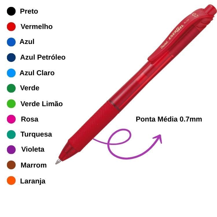 Caneta Energel Retrátil 0.7mm BL107 PENTEL