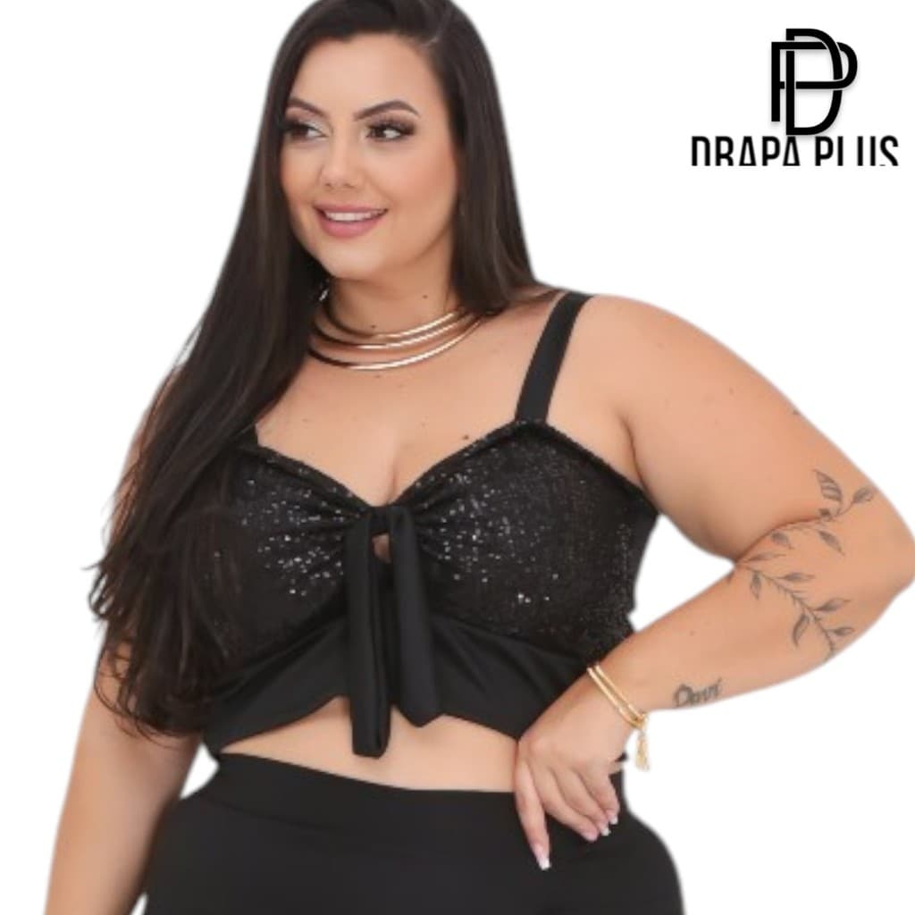 DRAPA PLUS - CROPPED LAÇO PAETE PLUS SIZE