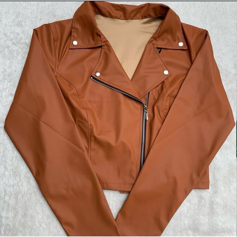 Jaqueta Feminina Couro Fake Tendência 2025 Elegante Chic