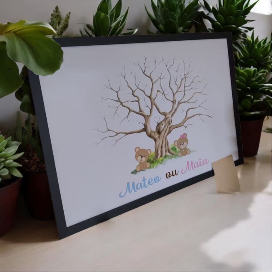 Quadro Decorativo Chá Revelação Árvore das Digitais