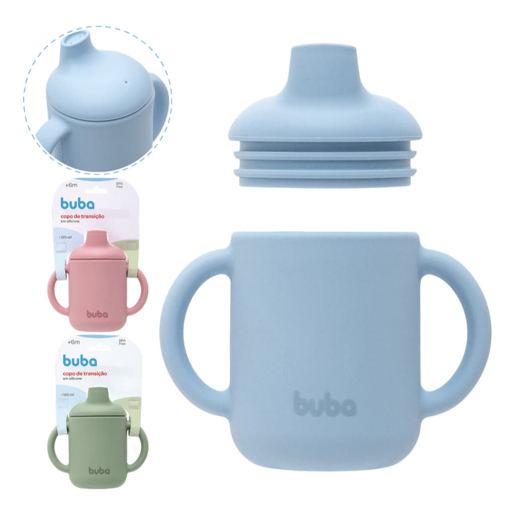 Buba Copo Transição Treinamento de Silicone com tampa e alça 120ml