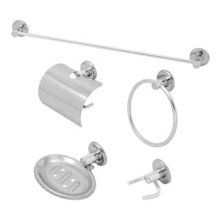 Kit Banheirol 5 Peças Stander Acessórios para Banheiro em Aço Inox Suporte Sabonete ,Toalhas e Porta Papel