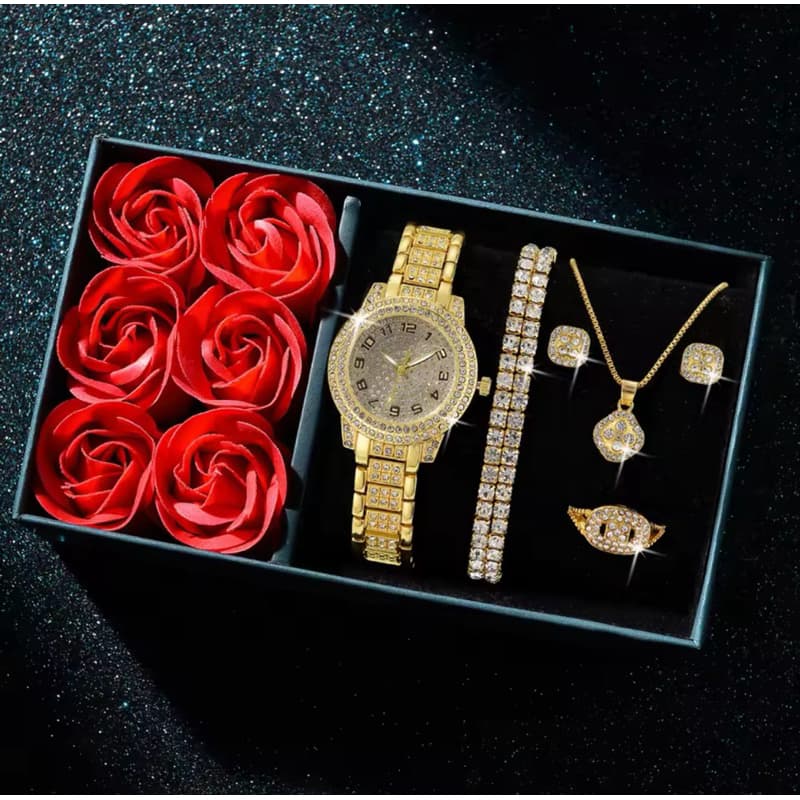 Caixa de joias flores com 6 acessórios ideal para presentear, dia das mães, aniversário, namoro, casamento…