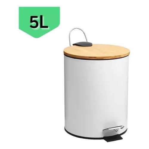 Lixeira 5L OU 3L com tampa de bambu 3 litros pedal com alça cesto removível diversos modelos