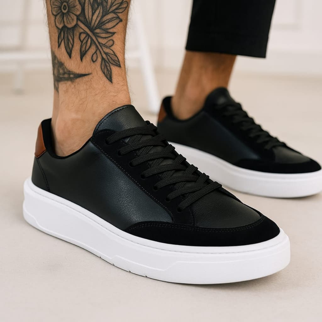 Tênis Sneaker Casual Masculino Sola Alta Esporte Fino Minimalista Premium