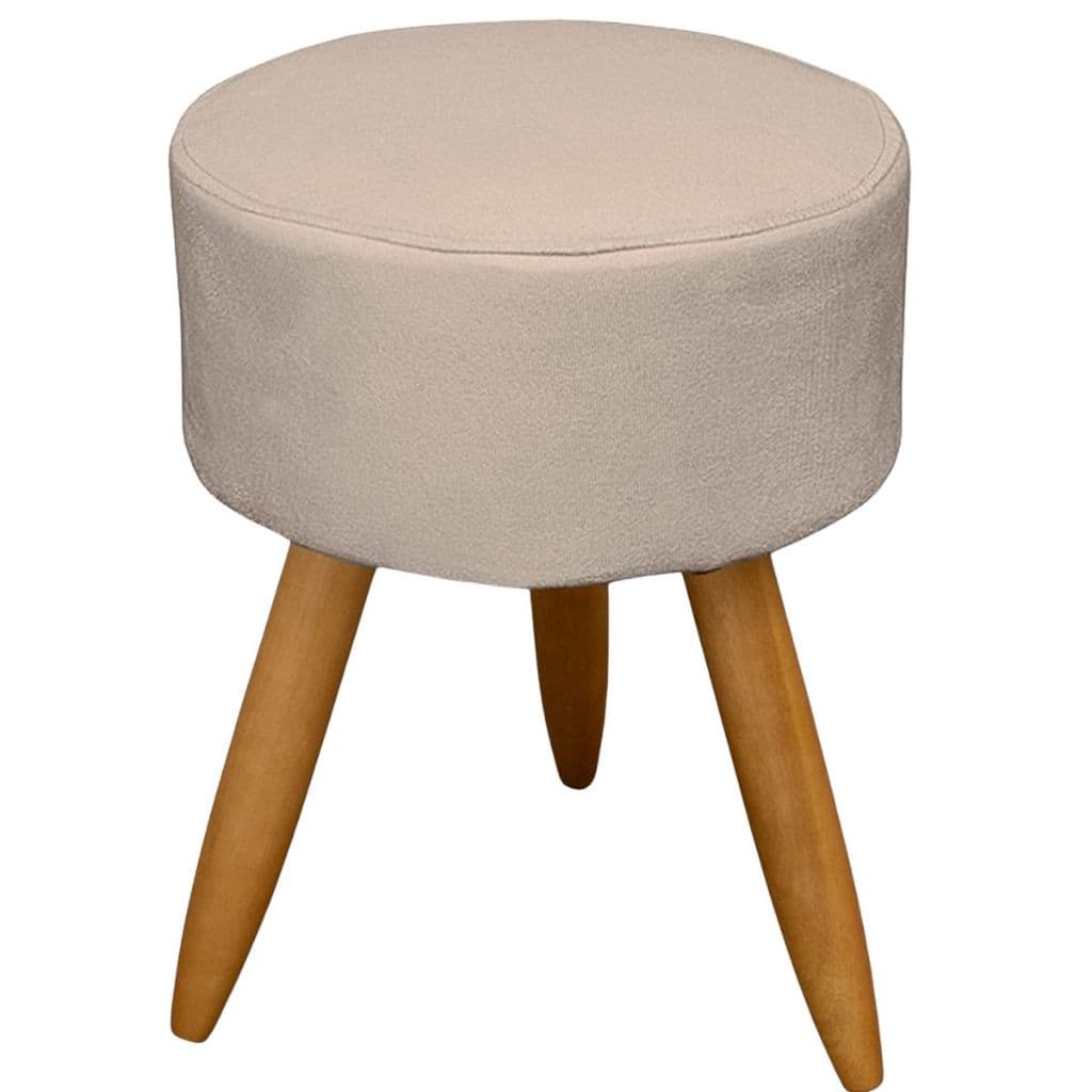 Puff liso redondo moderno decorativo resistente madeira pés Palito