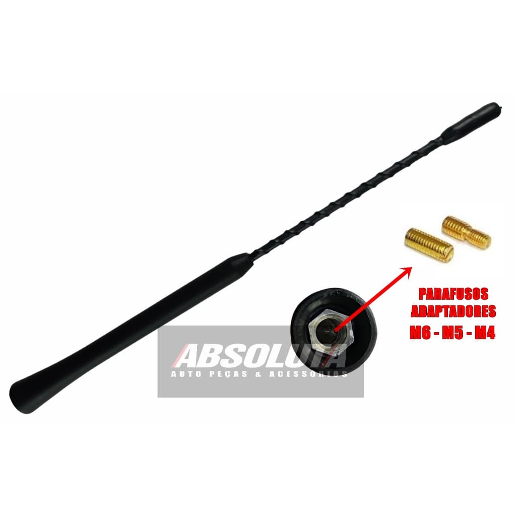 Haste da ANTENA Para Carro espiral Universal 3 encaixes M4 M5 M6 Cinoy