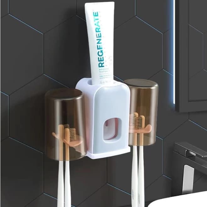 Dispenser Aplicador De Creme Dental Pasta de Dentes e Suporte de Escovas Para Banheiro