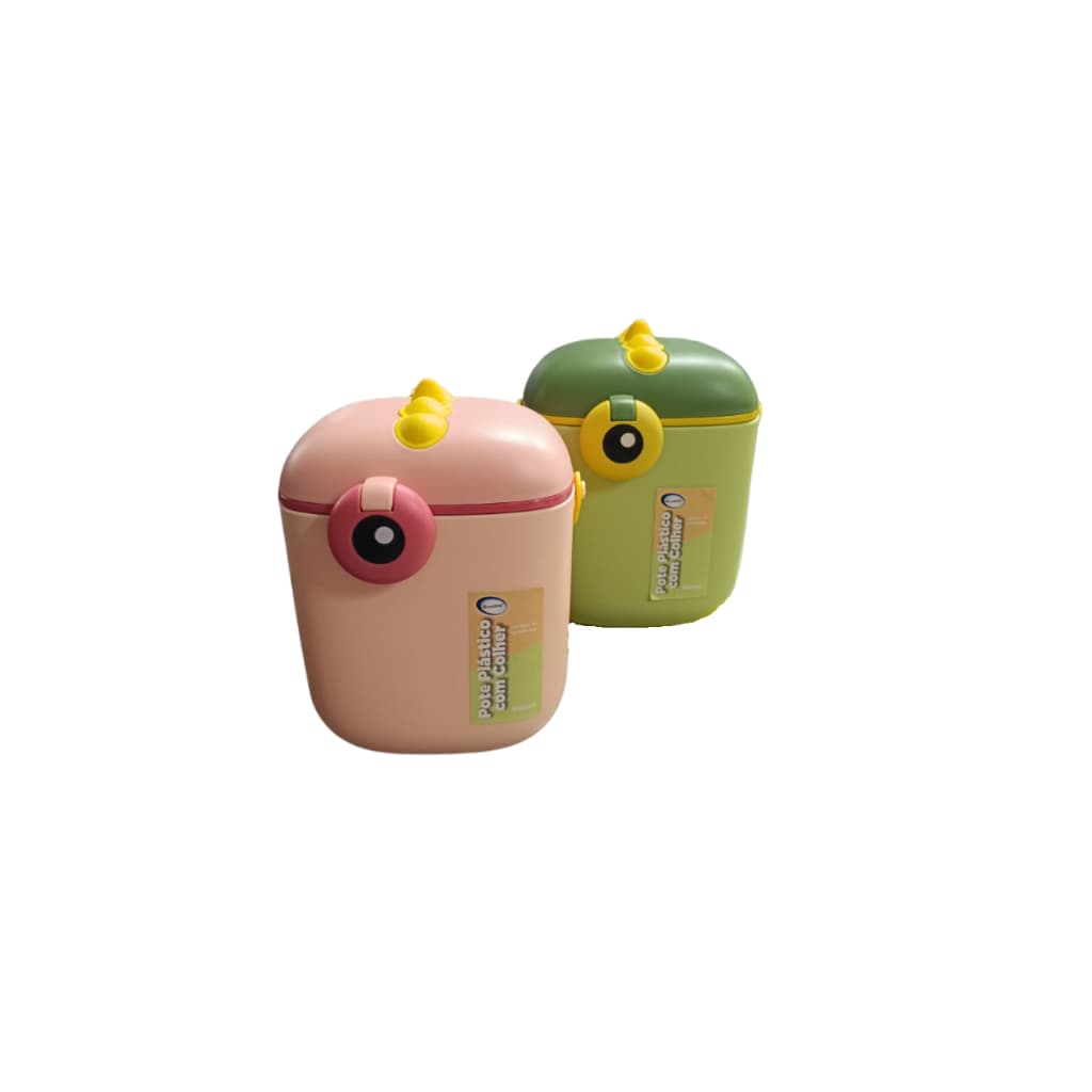 Kit Lancheira Com Colher Infantil C/ Alça Para Lanches Dino Rosa Verde Interponte HU89138