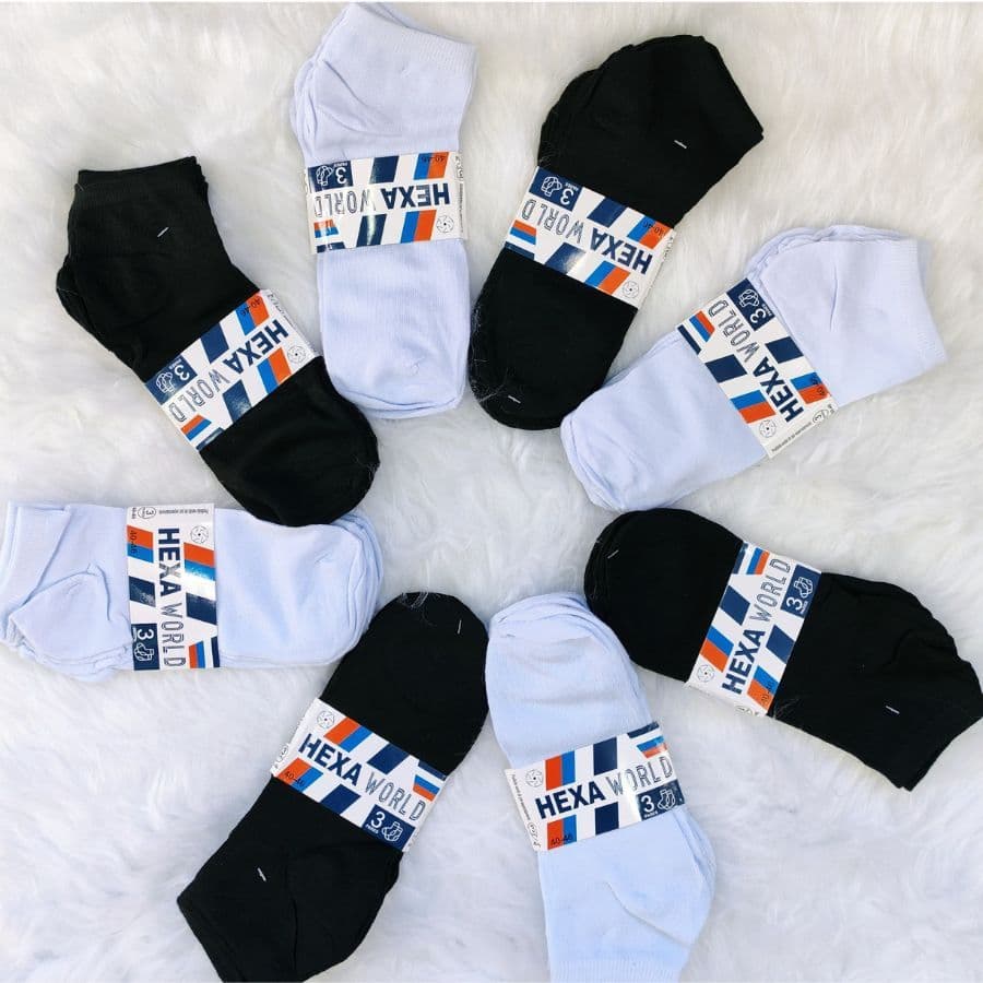 Kit 12 Pares de Meias Soquete home Branca e Preta Cano Curto Qualidade ！