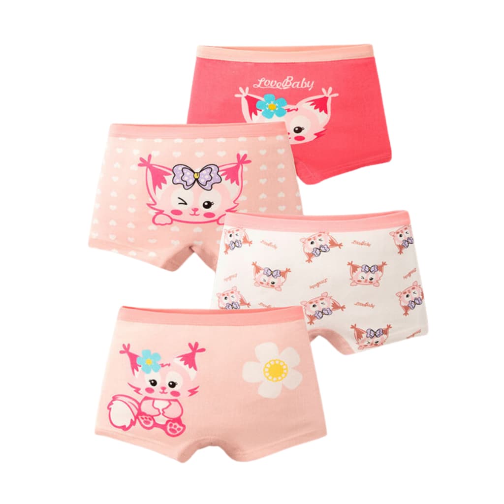 Kit 4/8 Calcinhas Box Infantil Premium Algodão Macio Antialérgico Estampas Coloridas Menina