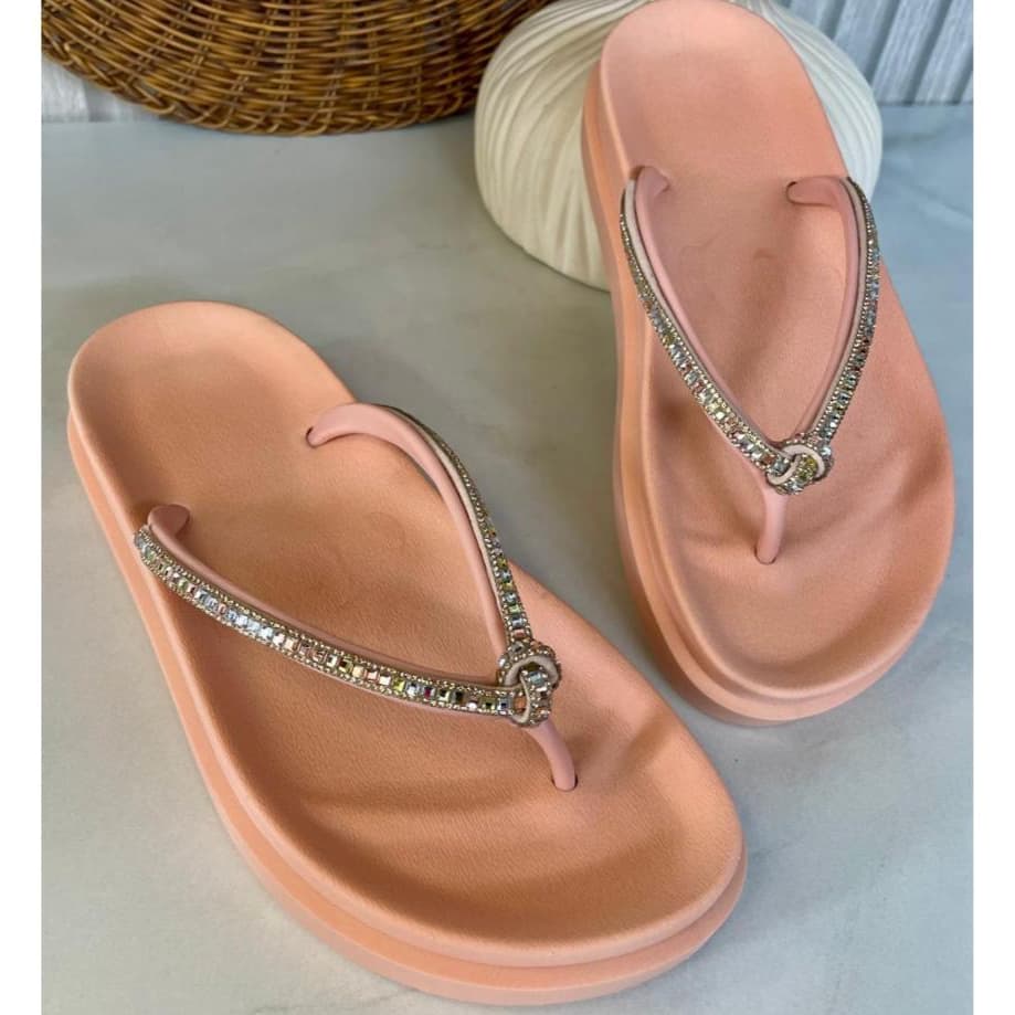 Sandália Papete Feminina Birken Strass Casual Chinelo Verão 2025