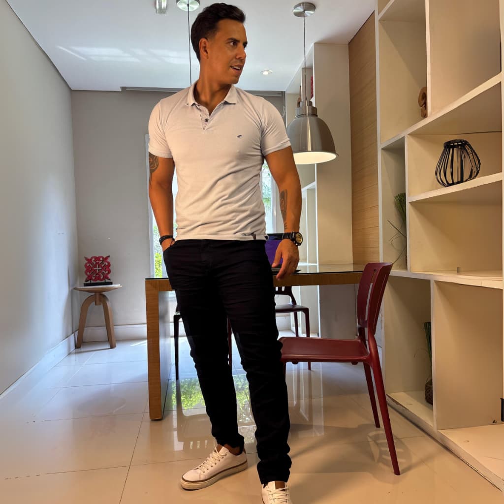 Calca Jeans Preta Masculina Slim Elastano Conforto Premium Casual Estilo Tam 36 a 56 Presente Pai