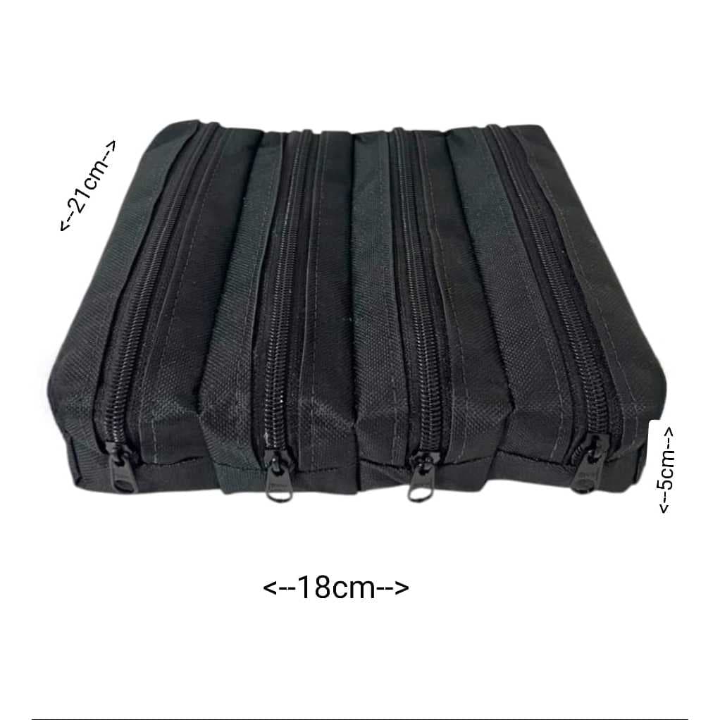 ESTOJO ESCOLAR PARA  LÁPIS  NA COR PRETO COM 4 DIVISÓRIAS LISO EM NYLON 600