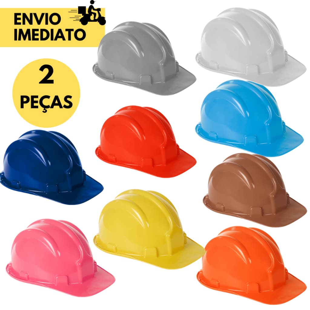 Kit 2 Capacete De Segurança Abra Frontal Carneira Obra Construção Civil Trabalho Plastcor s/ Jugular