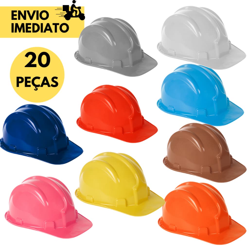 Kit 20 Capacete De Segurança Abra Frontal Carneira Obra Construção Civil Trabalho Plastcor s/Jugular