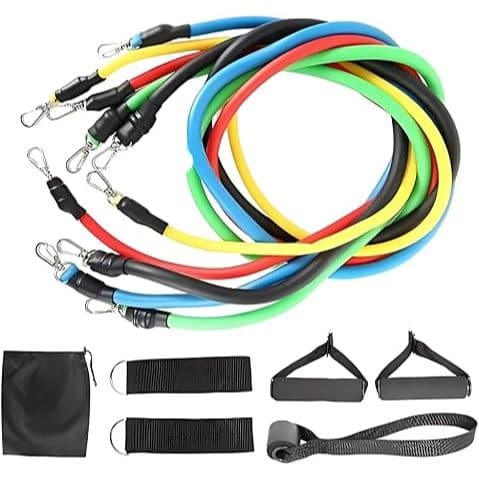 Kit 11 Peças com Elástico Extensor para Treino Funcional Pilates Exercício Pegador Crossfit Em Casa